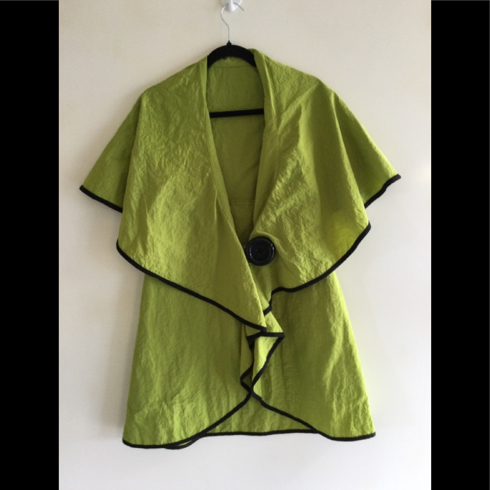 Lime Green with Black Trim Cape Jacket Size M